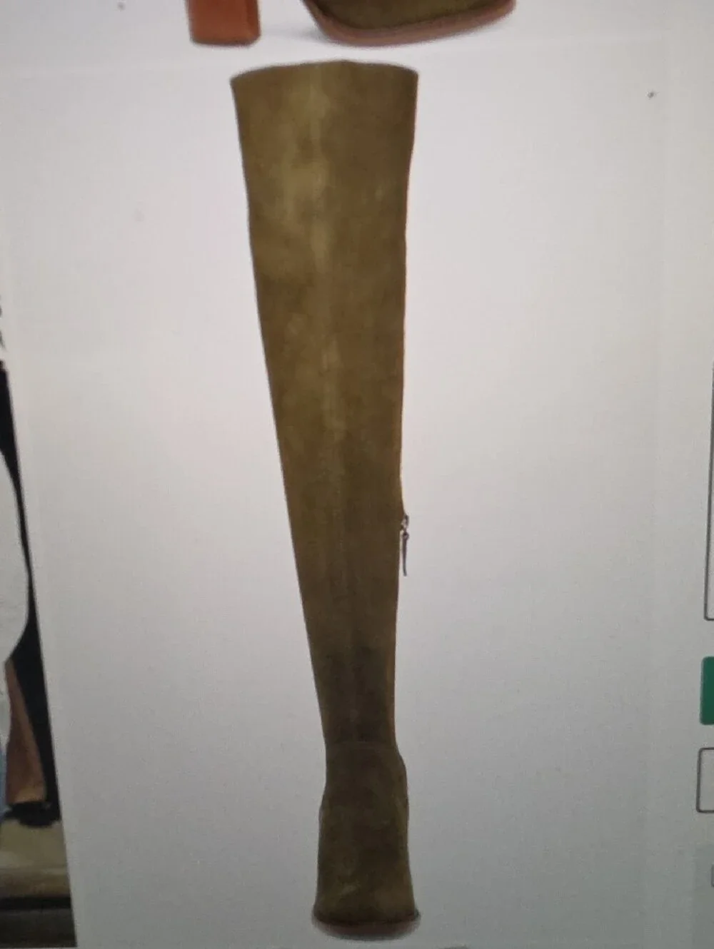 Kelsi Dagger Over-the-Knee Suede Heel Boot - Olive Size 5.5